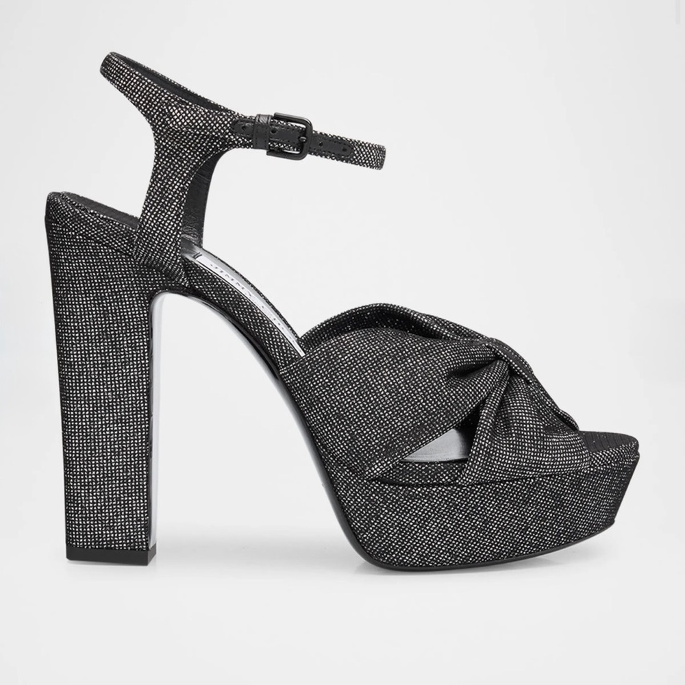 JIMMY CHOO Heloise Glitter Knot Platform Sandals 120mm Size 10US